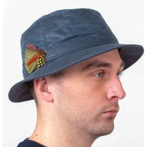 Hatman Of Ireland Bilberry Waxed Cotton Feather Water Resistant Blue Sm 6 7/8 in